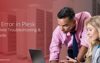 503 Error in Plesk – Troubleshooting and Fix Guide with IT professionals in a server room.