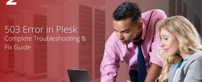 503 Error in Plesk – Troubleshooting and Fix Guide with IT professionals in a server room.