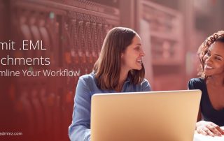 .EML Attachments setup discussion between two professionals in a server room